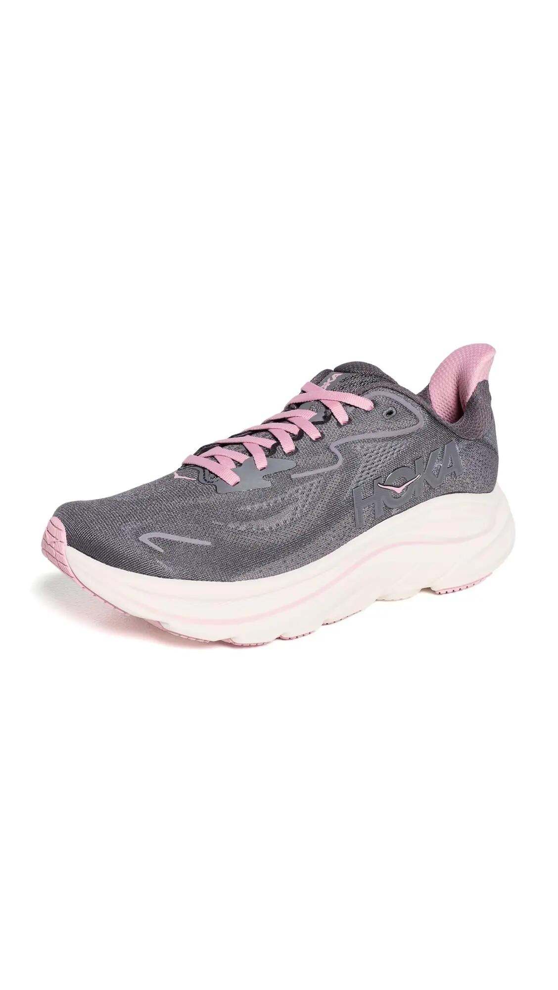 Damen - Running - Schuhe - gedämpft, komfortabel - Clifton 10 - rosa/grün-grau 3/6