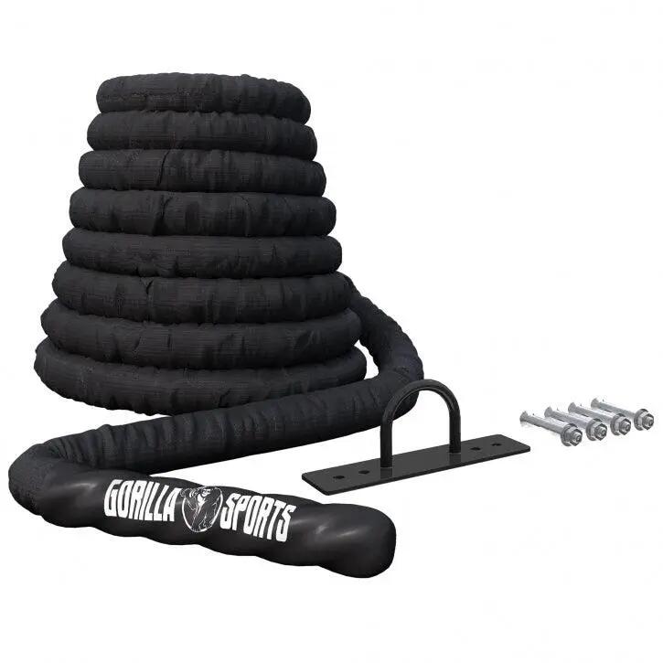 Battle Rope din nailon cu suport de perete inclus, 1,5-2 inch grosime, 30-40 fee