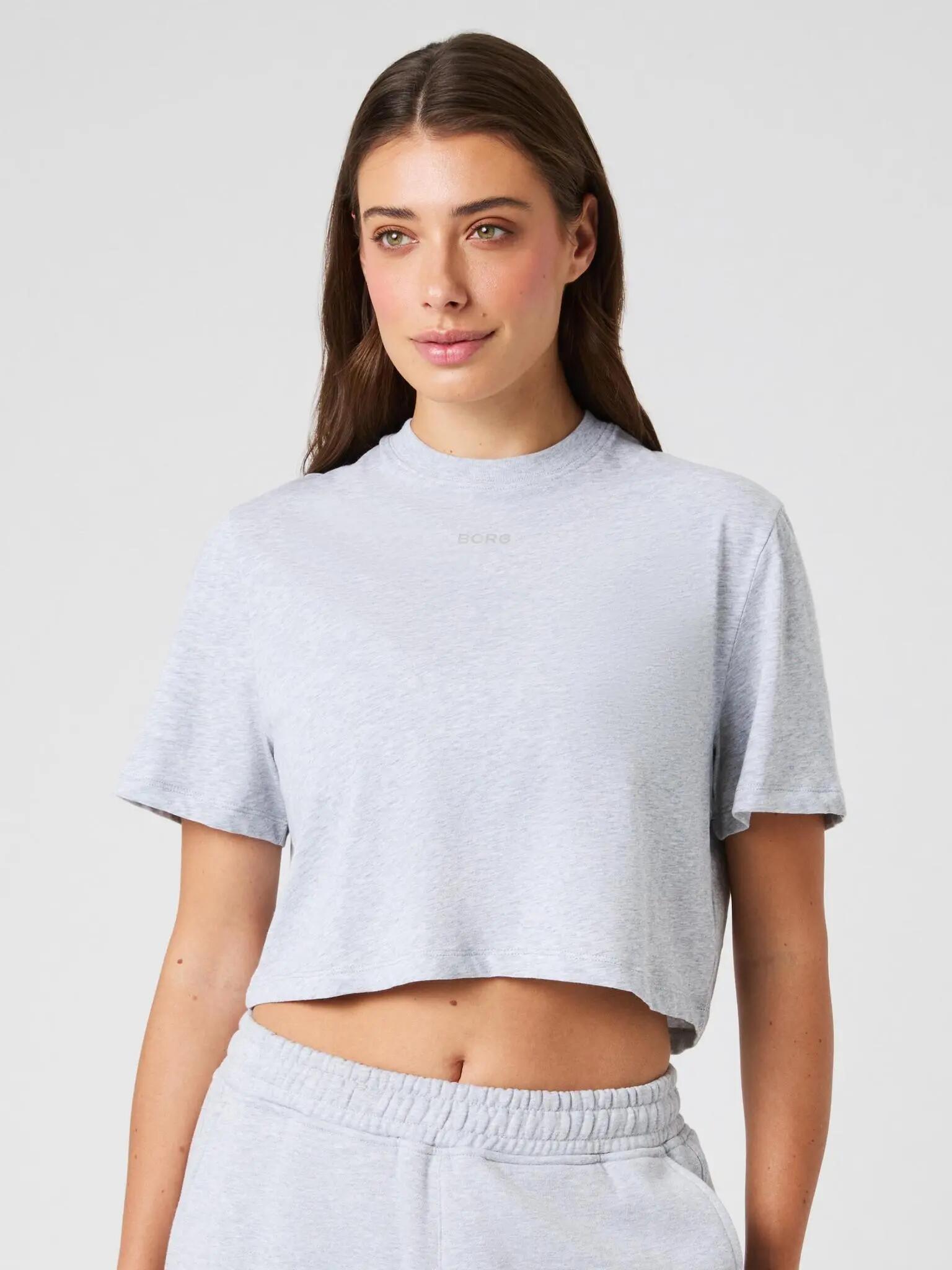 bjorn_borg T-shirt STUDIO Oversized Cropped - LIGHT GREY MELANGE 5/5