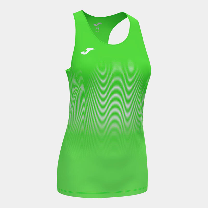 T-shirt de alça running Mulher Joma Elite vii verde fluorescente branco