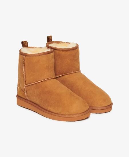 superdry Zamszowe botki z futerkiem sherpa – TAN