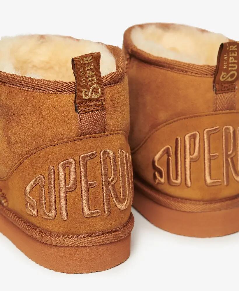 superdry Suede Sherpa Mini Boot van suède met schapenvacht voering – TAN 7/7