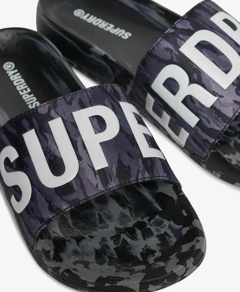 superdry Core Camo Pool Slider con fascia imbottita – Dark Grey Tiger Camo 6/7