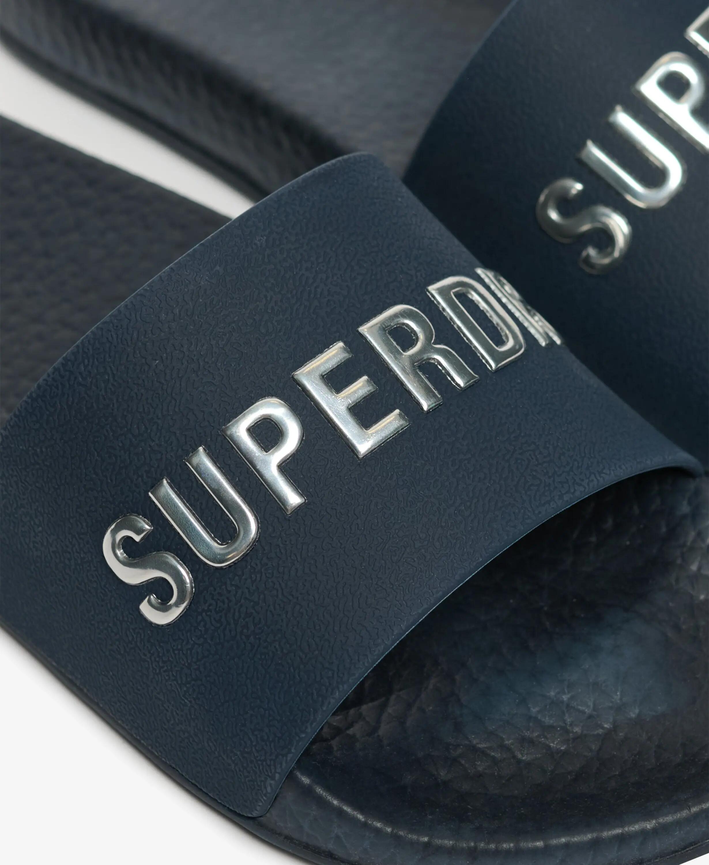superdry Claquettes Premium Métalliques à Semelle Moulée – Blueberry Navy/Silver 7/7
