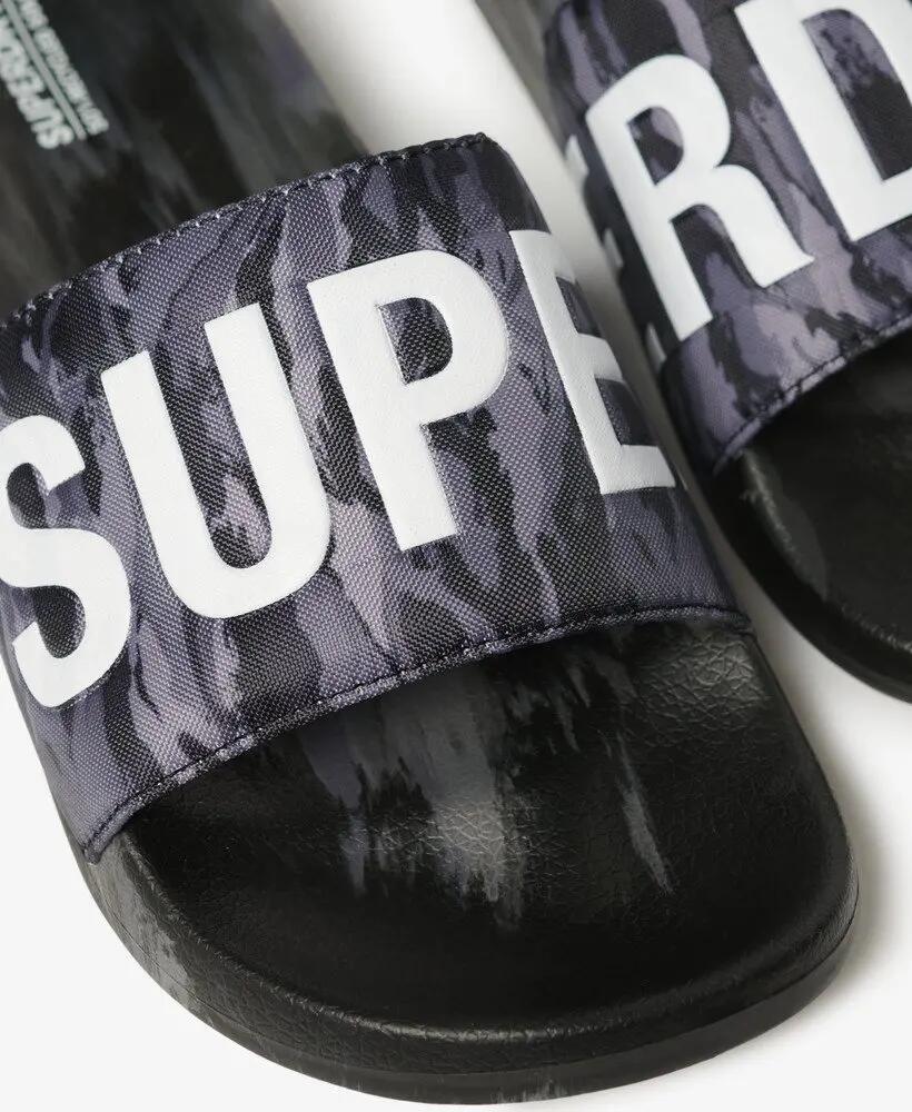 superdry Camo Pool Sliders - chinelos com tira acolchoada – Dark Grey Tiger Camo 6/7