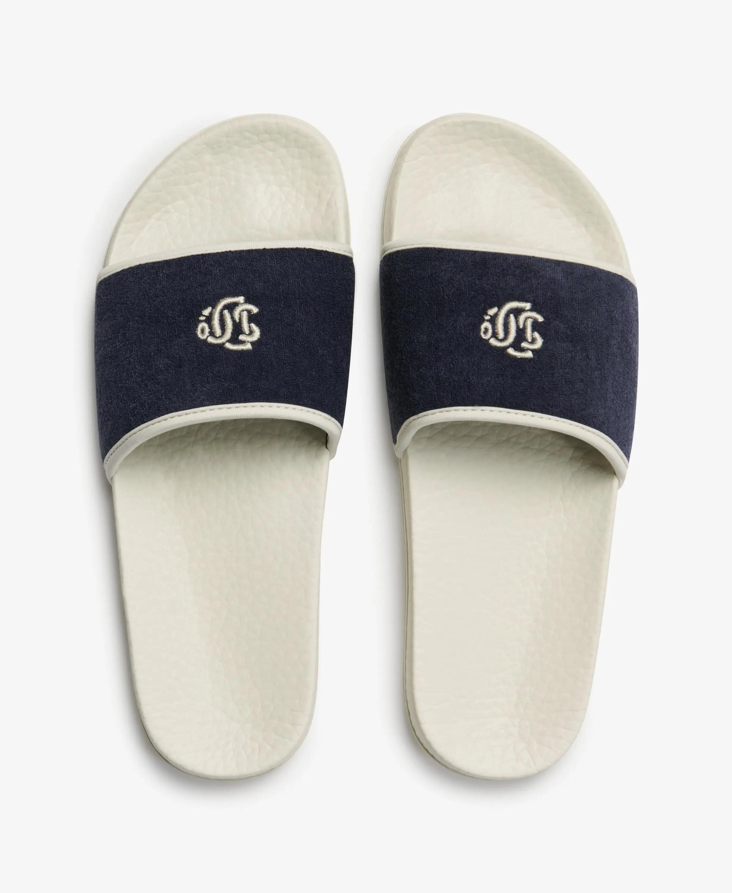 superdry Towelling Pool Sliders - fascia in spugna ricamata – Off White/Classic 7/7
