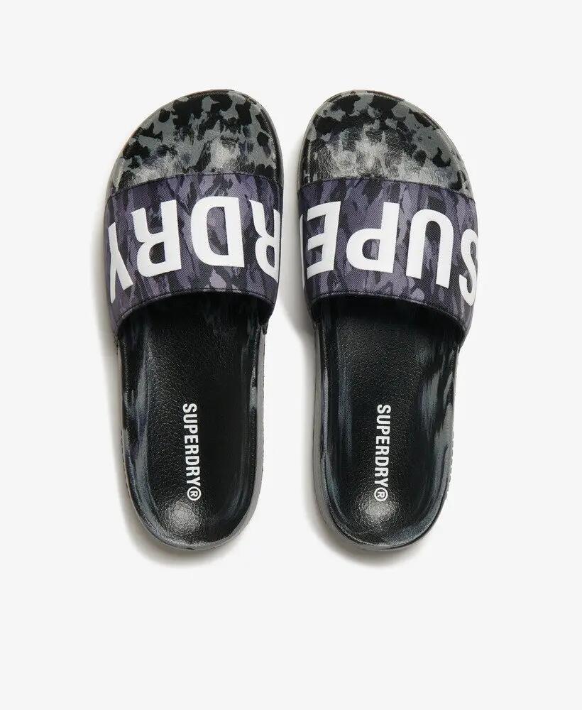 superdry Core Camo Pool Slider con fascia imbottita – Dark Grey Tiger Camo 5/7