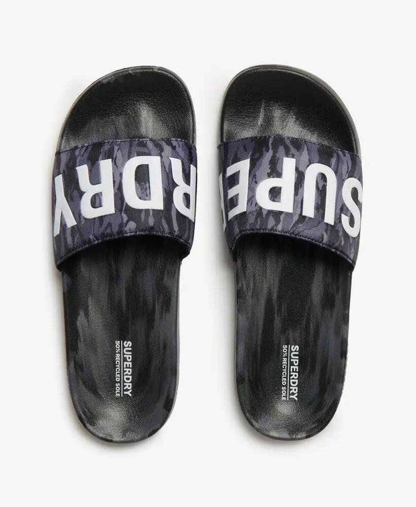 superdry Camo Pool Sliders - chinelos com tira acolchoada – Dark Grey Tiger Camo 5/7