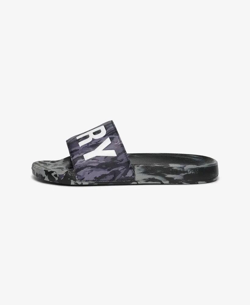 superdry Core Camo Pool Slider con fascia imbottita – Dark Grey Tiger Camo 4/7