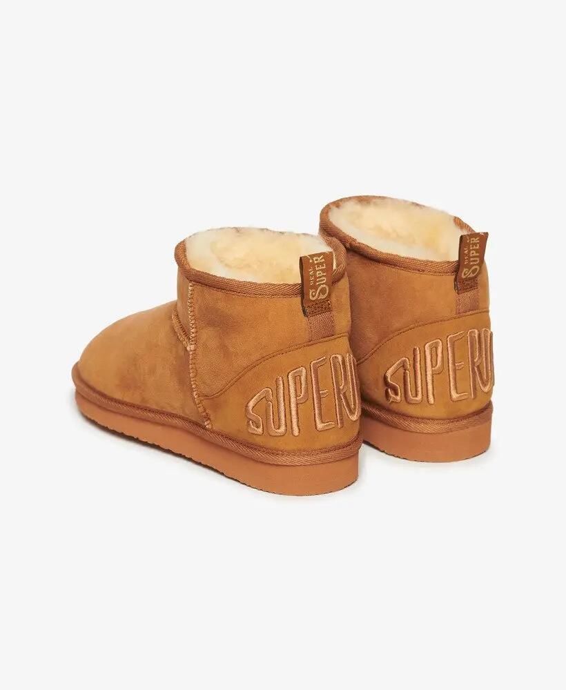 superdry Suede Sherpa Mini Boot van suède met schapenvacht voering – TAN 4/7