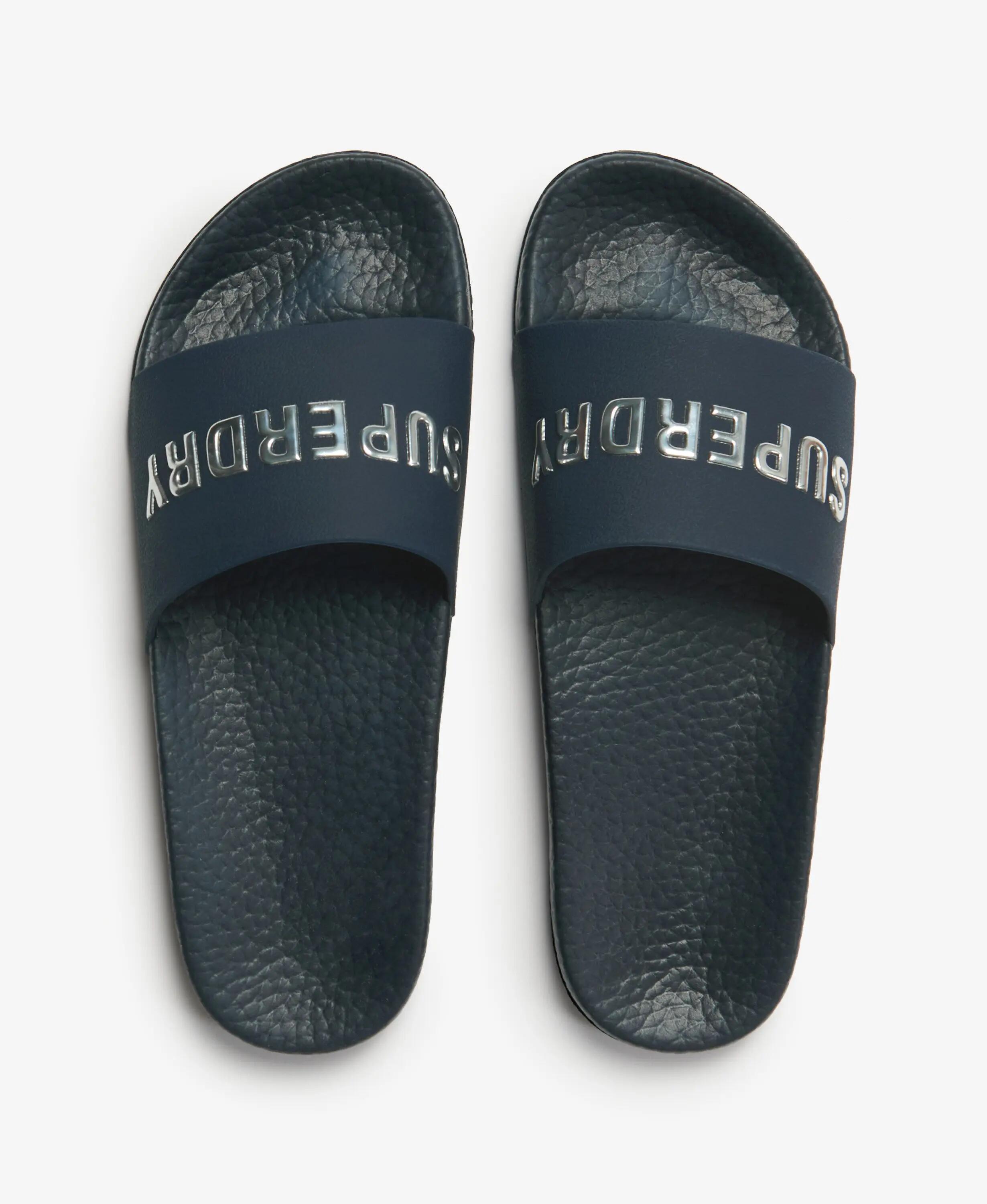 superdry Claquettes Premium Métalliques à Semelle Moulée – Blueberry Navy/Silver 5/7