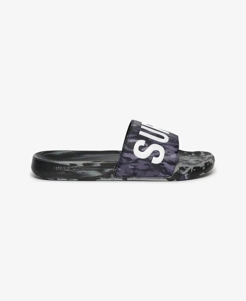 superdry Core Camo Pool Slider con fascia imbottita – Dark Grey Tiger Camo 3/7