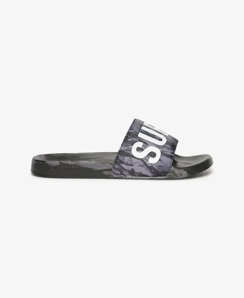 superdry Camo Pool Sliders - chinelos com tira acolchoada – Dark Grey Tiger Camo 3/7