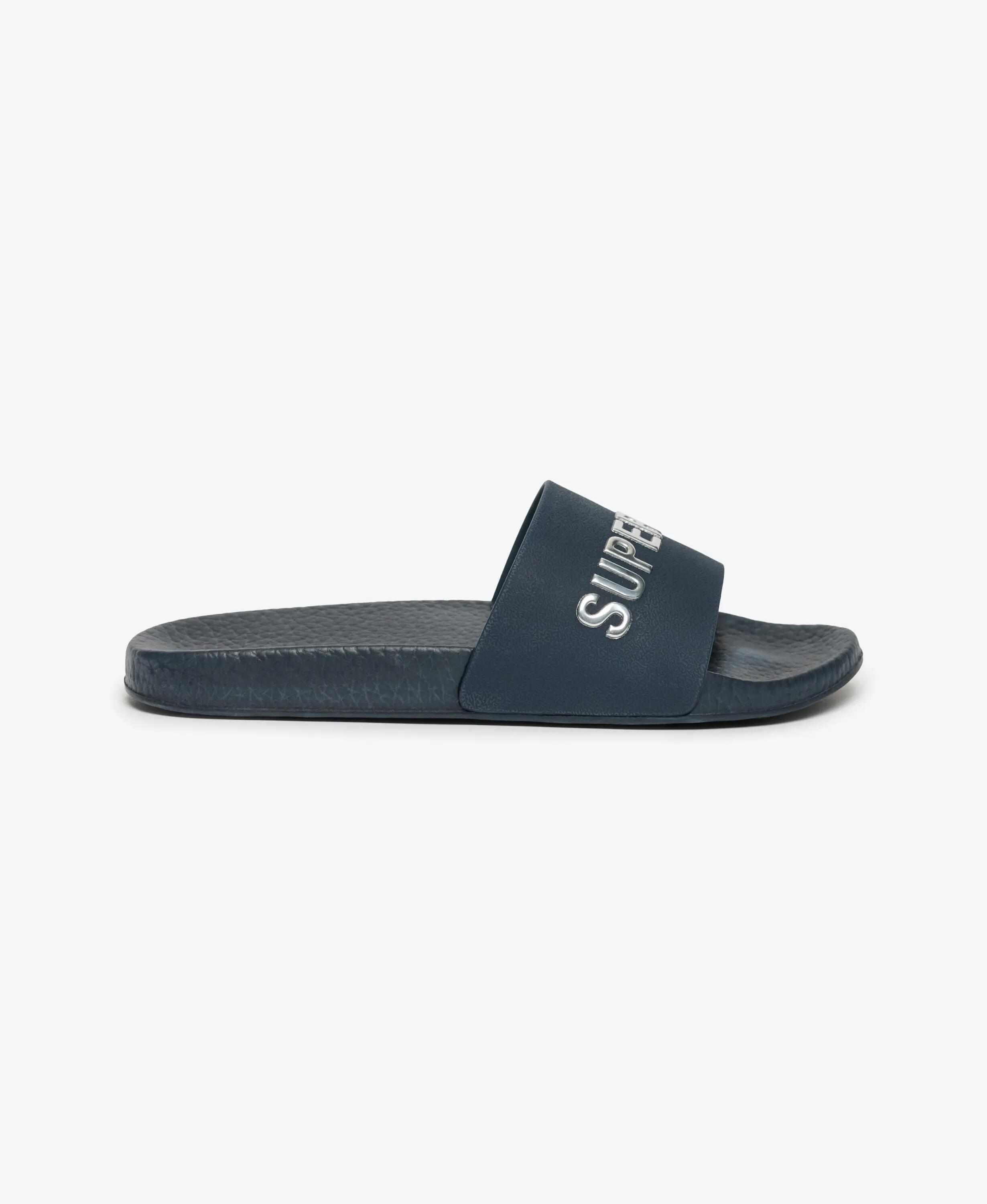 superdry Claquettes Premium Métalliques à Semelle Moulée – Blueberry Navy/Silver 4/7