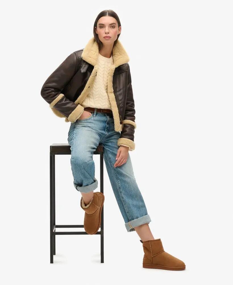 superdry Veloursleder-Sherpa-Ankle-Boot – TAN 2/7
