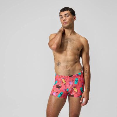Zwemshort - zwemmen - heren - beachstar print square - oranje
