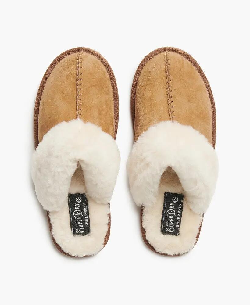 superdry Suede Mule Slipper – mules en suède avec intérieur en peau de mouton – 6/7