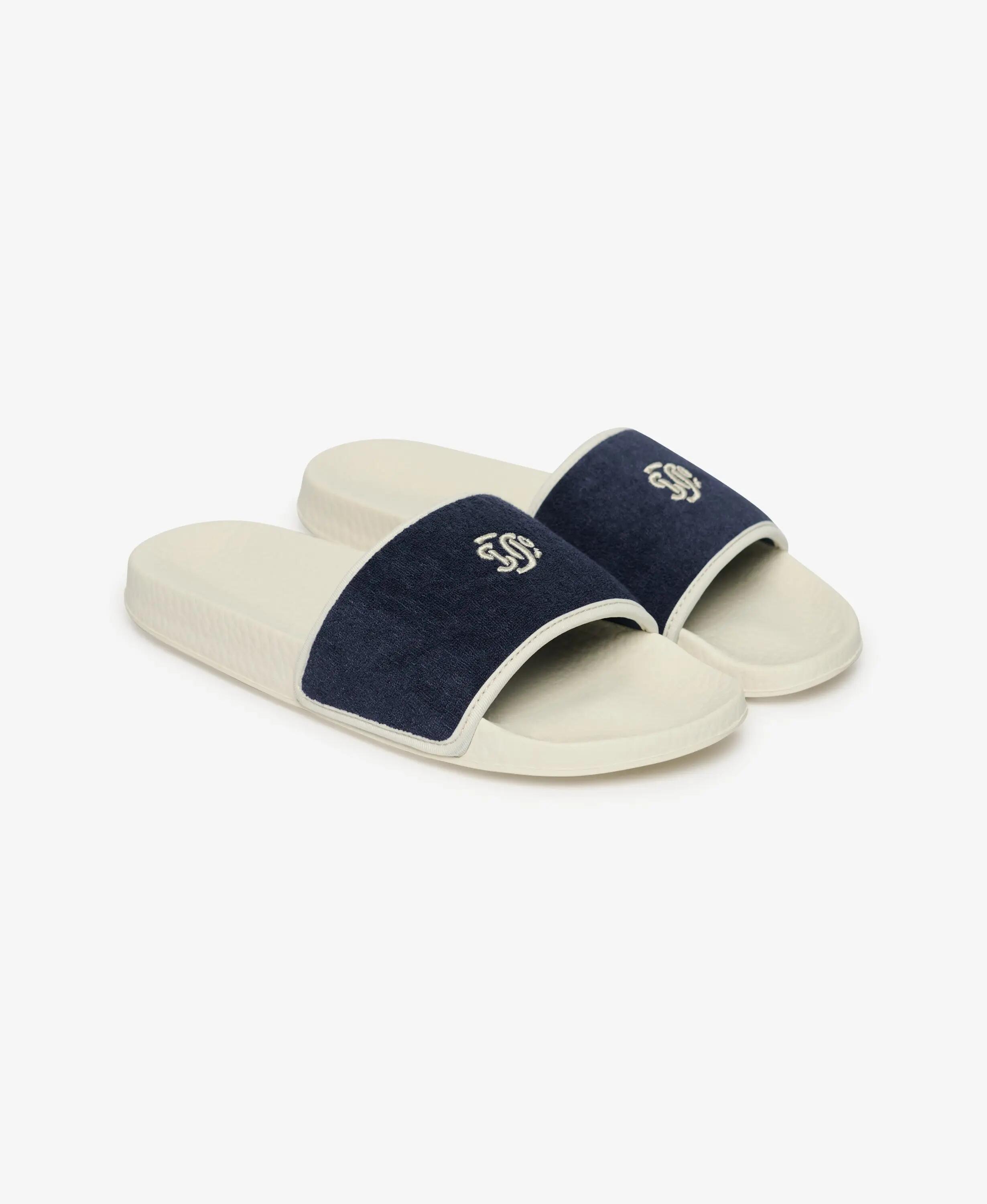 superdry Towelling Pool Sliders - fascia in spugna ricamata – Off White/Classic 2/7