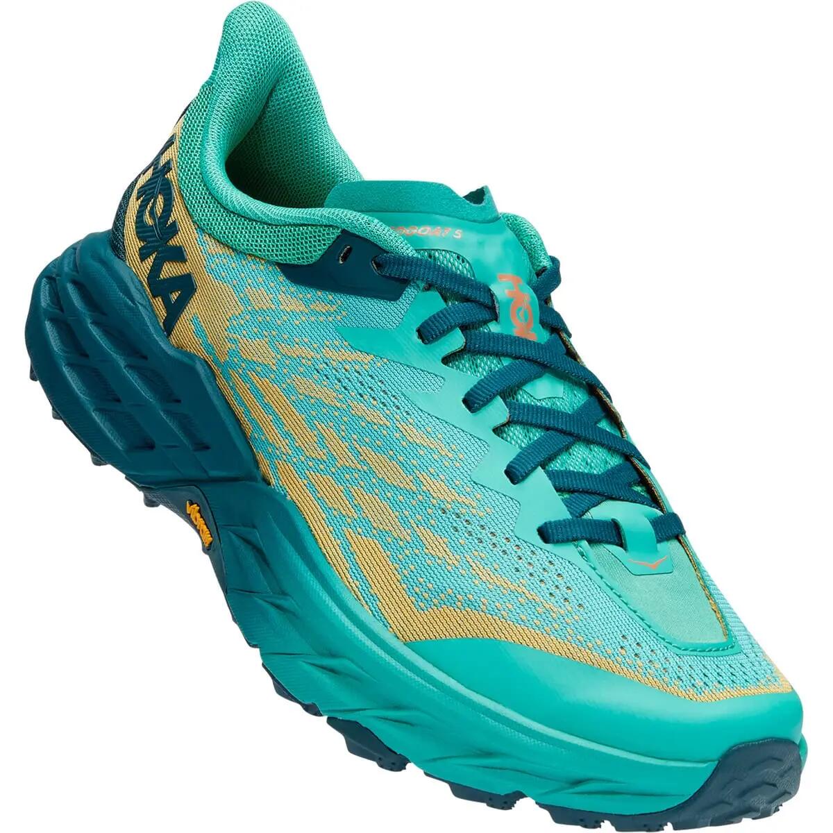 Shoes - Trail - Women - Speedgoat 5 - responsieve demping, grip - Teal/Yellow 4/4