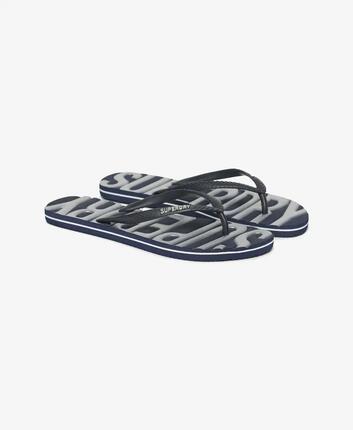 superdry Klapki Vintage Vegan z Gumy – BLACK/GOLD