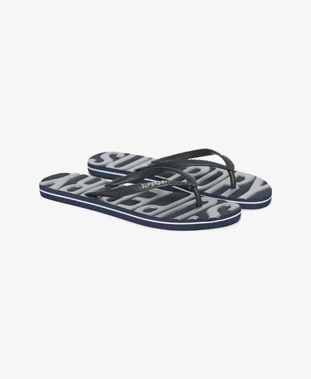 superdry Klapki Vintage Vegan z Gumy – BLACK/GOLD