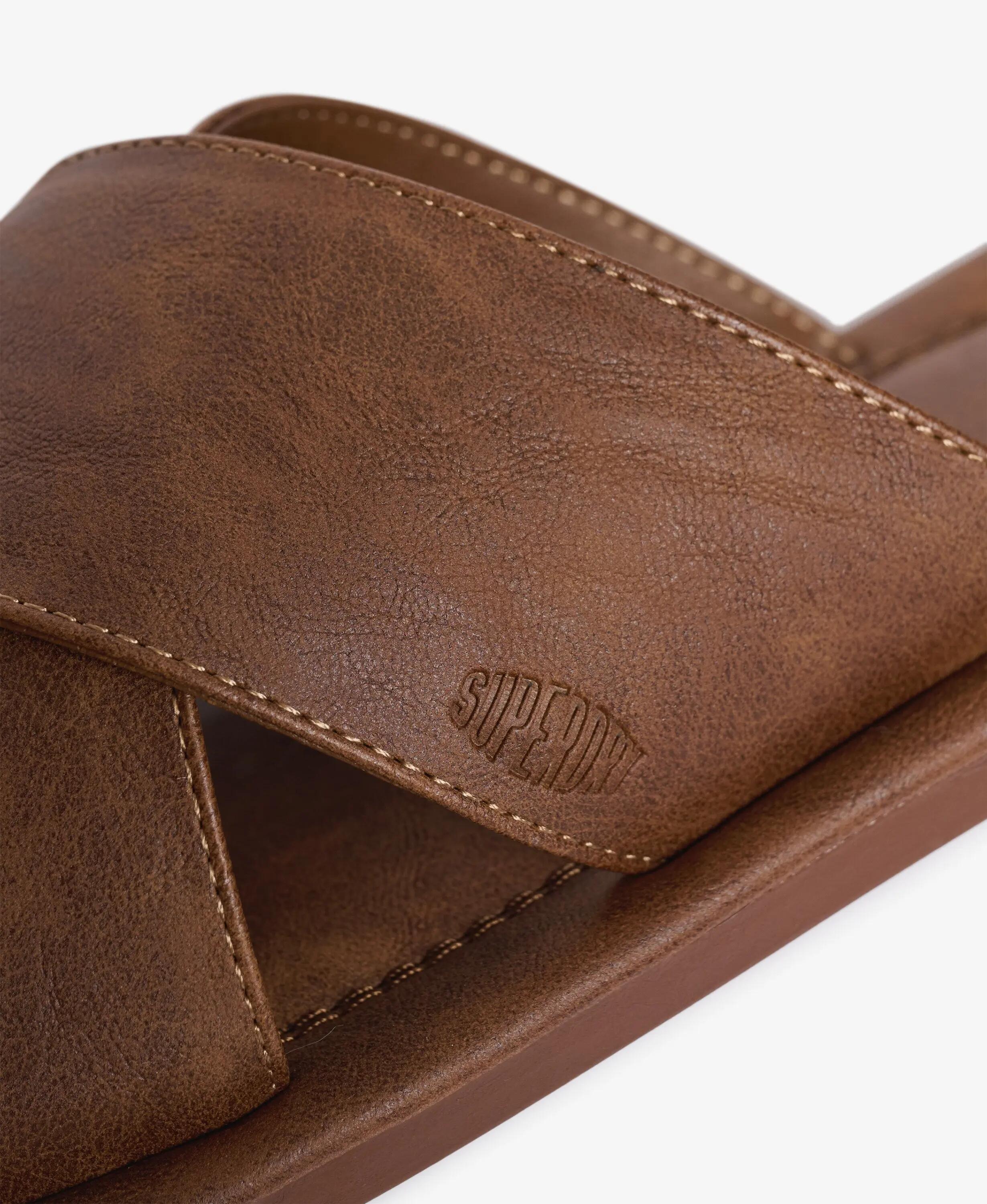 superdry Chinelos Vintage com Tiras Cruzadas em Pele Sintética – LIGHT BROWN 6/7