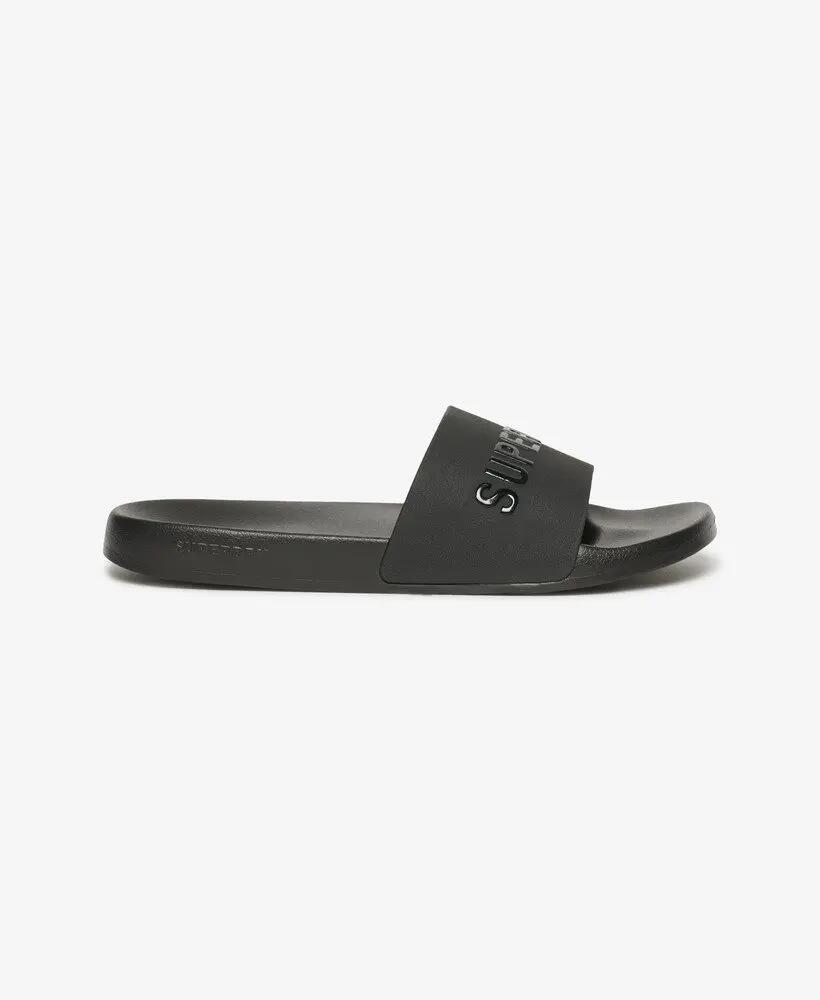 superdry Logo Pool Sliders – chinelos leves e confortáveis – BLACK/BLACK 4/7
