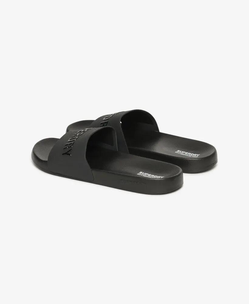 superdry Logo Pool Sliders – chinelos leves e confortáveis – BLACK/BLACK 3/7
