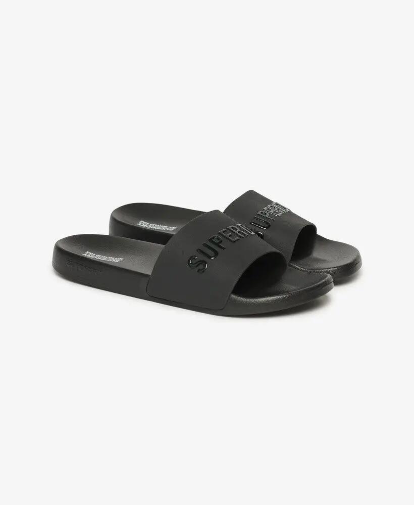 superdry Logo Pool Sliders – chinelos leves e confortáveis – BLACK/BLACK 2/7
