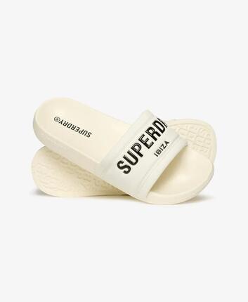 superdry City Luxe Pool Slides mit gepolstertem Riemen – OFF WHITE