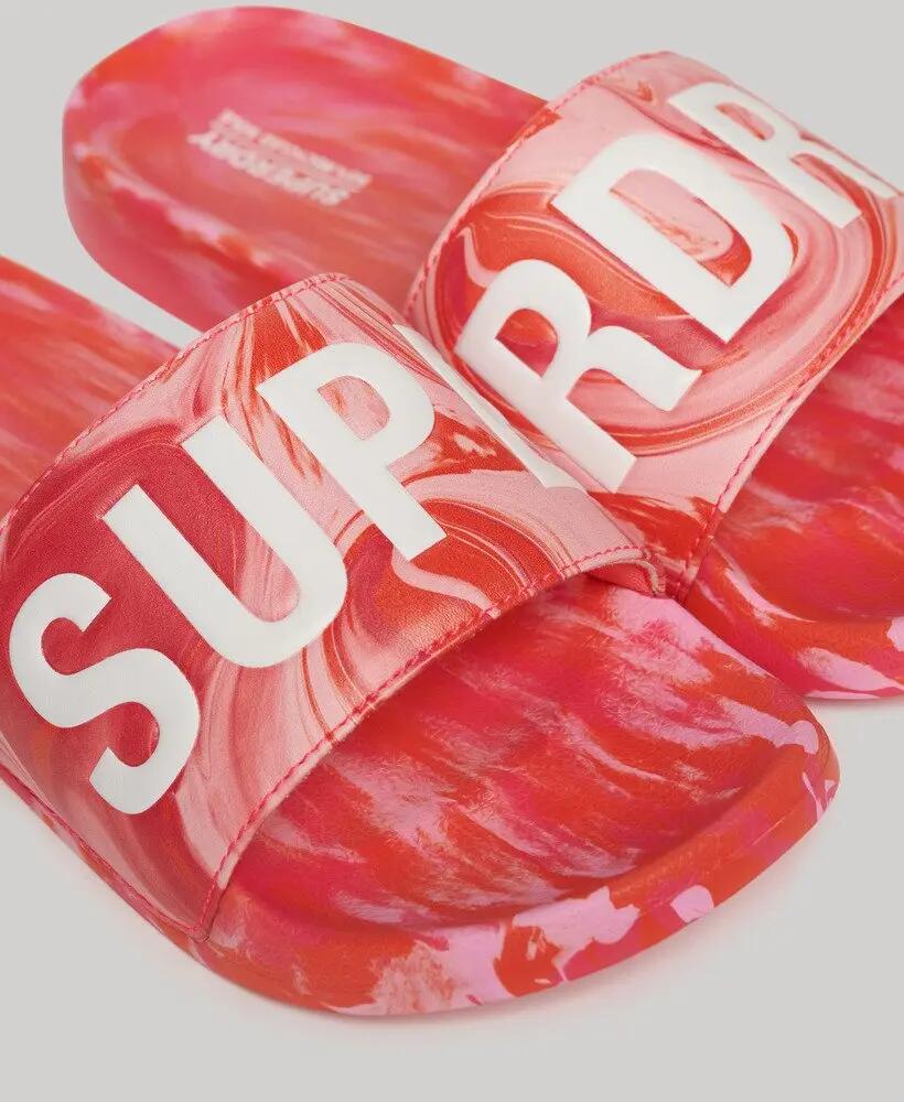 superdry Marble Pool Sliders - ciabatte piscina effetto marmo – HYPER FIRE PINK 3/4