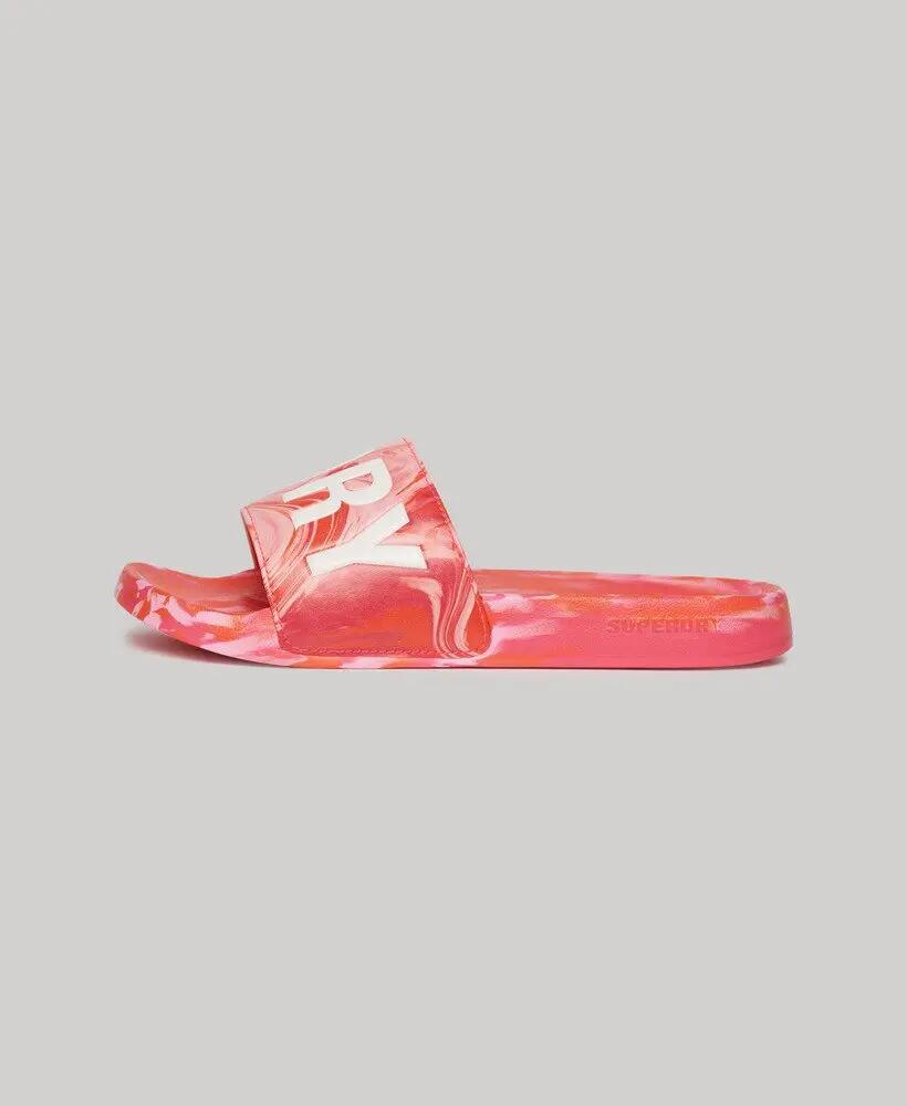 superdry Marble Pool Sliders - ciabatte piscina effetto marmo – HYPER FIRE PINK 2/4