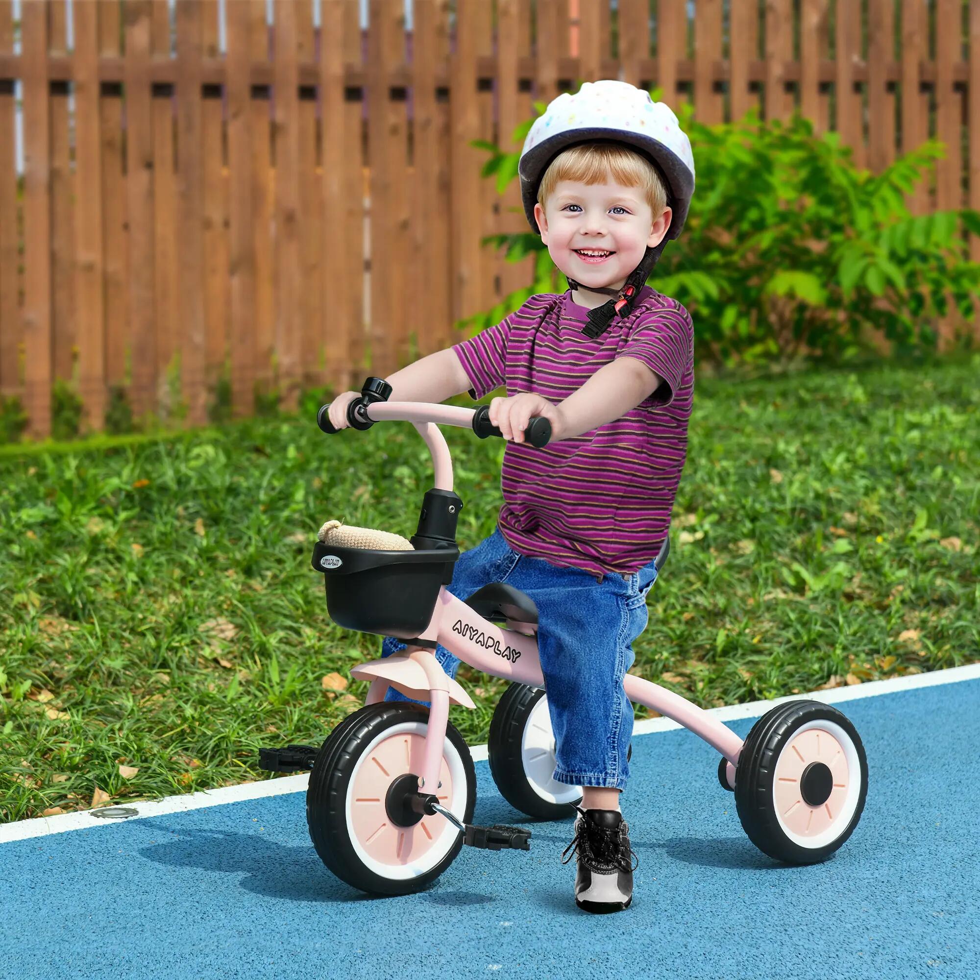 Tricycle enfant - Mixte - Selle réglable, panier - Rose 3/6