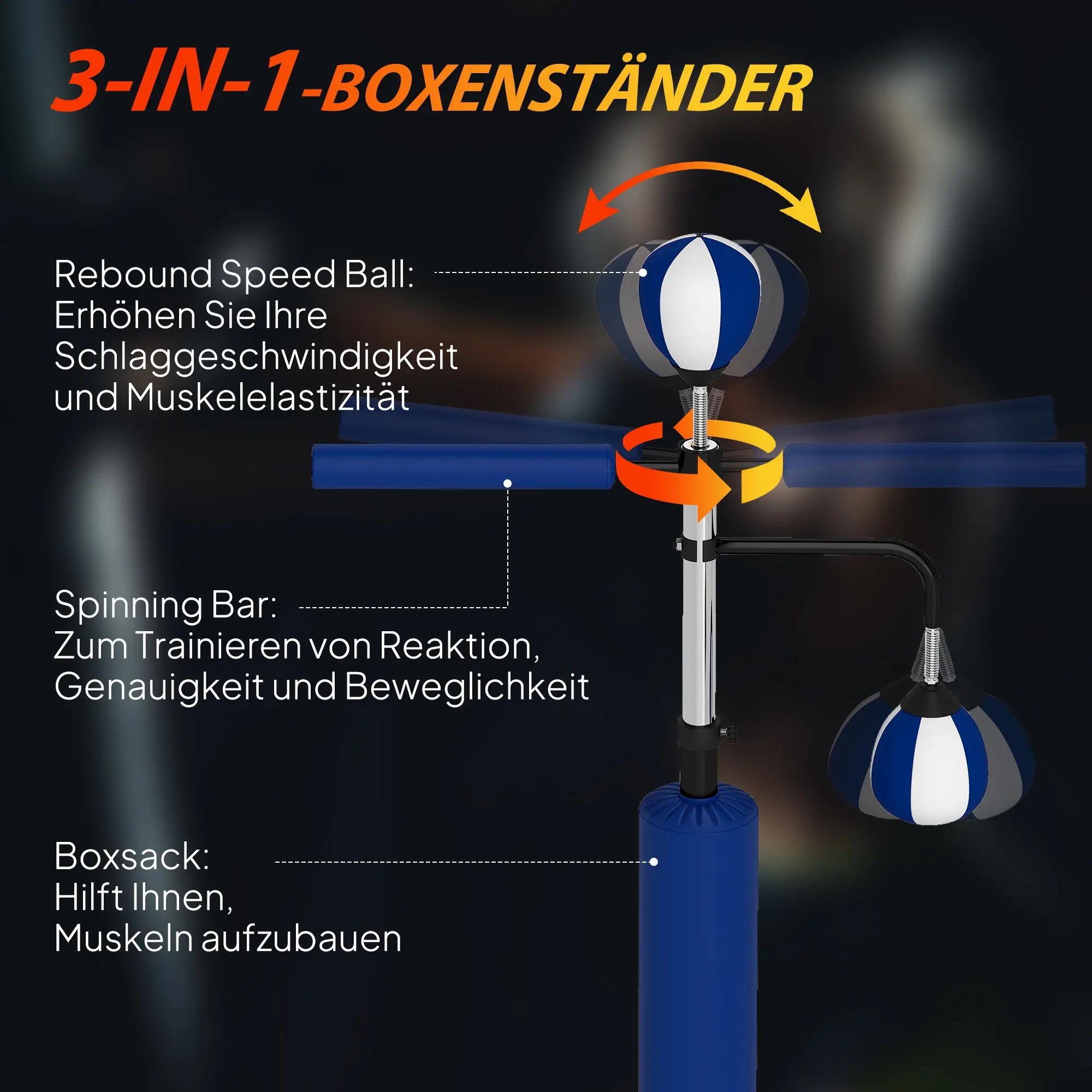 Support de boxe - Boxing - Mixte - Autoportant acier réglable - Bleu 6/6