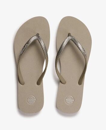superdry Klapki Core Metallic z gumy i EVA – Deep Beige Slub