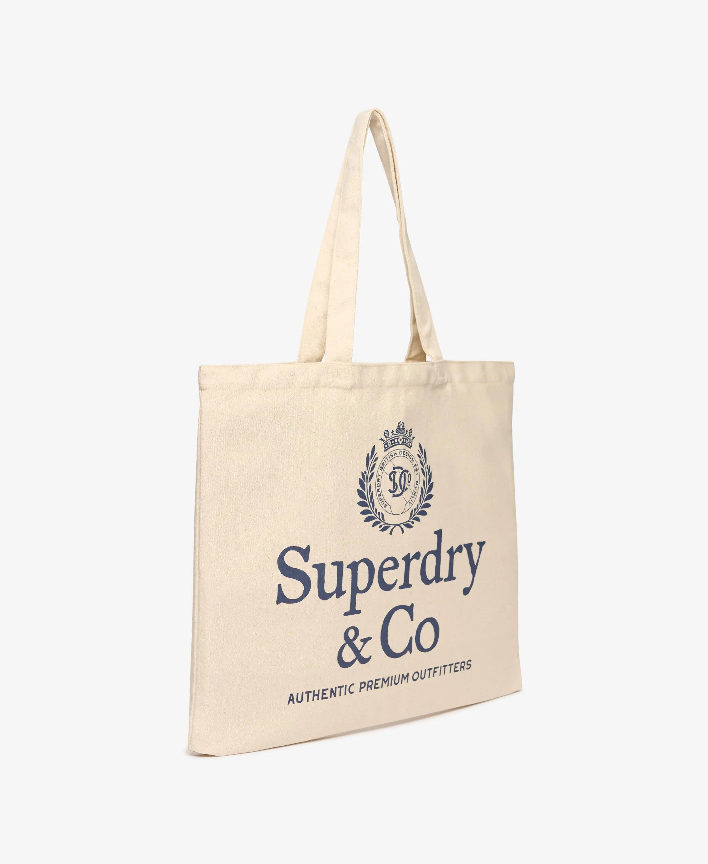 superdry Tote van 100% katoen met grote print – Natural Brown/Eclipse Navy 2/5