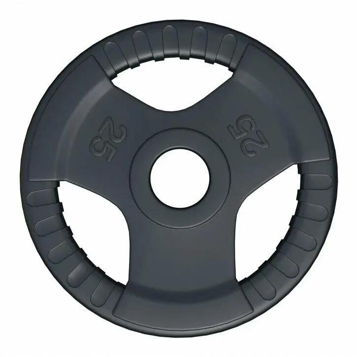 Disc olimpic cauciucat, colorat, cu grip, 25 lb, Negru (50 mm / 2 inchi) - US ED