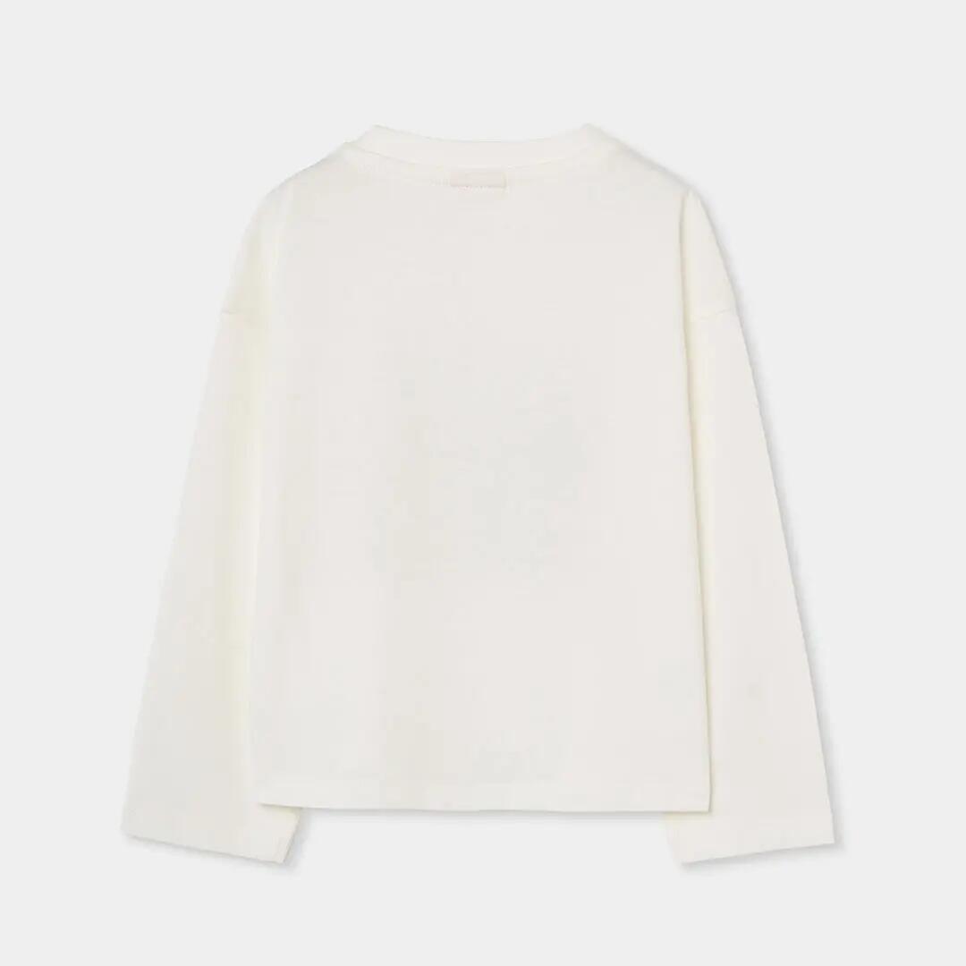 Camiseta punto niña blanca estampado esquí 2/4