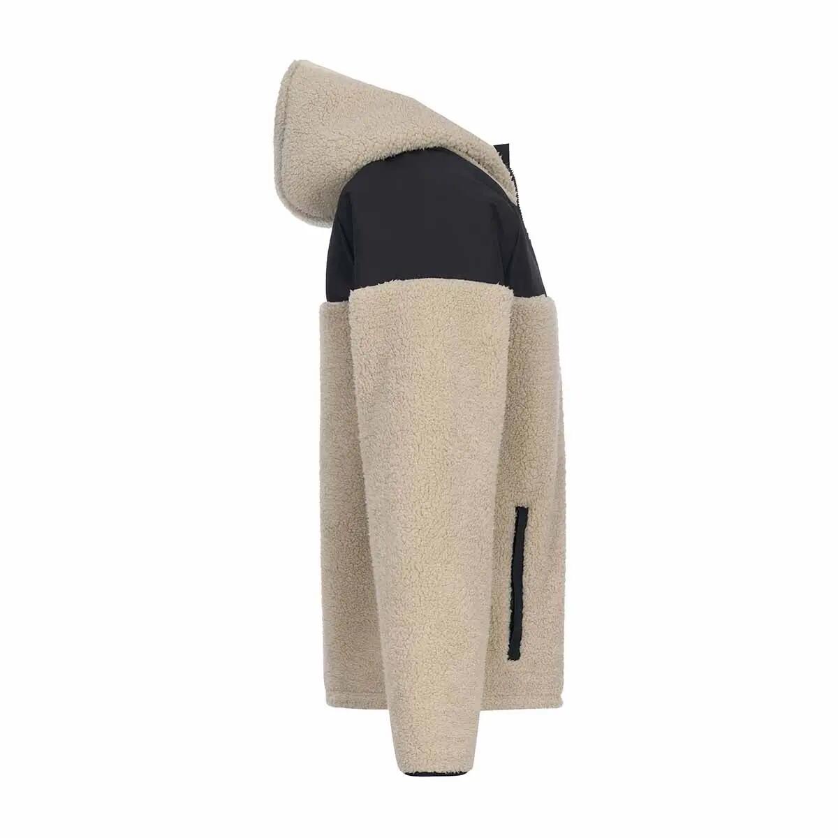 Chaqueta polar hombre - forro sherpa, capucha - beige 2/4
