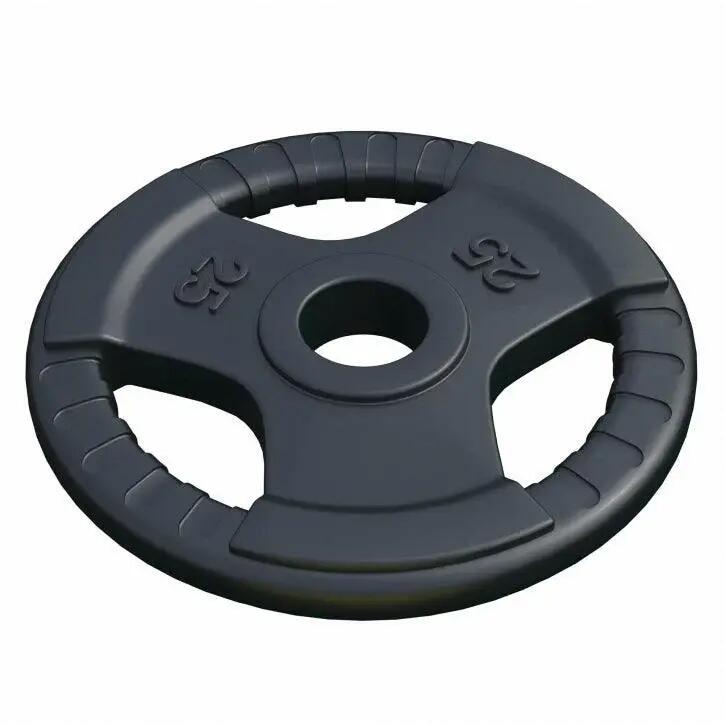 Disc olimpic cauciucat, colorat, cu grip, 25 lb, Negru (50 mm / 2 inchi) - US ED 2/2