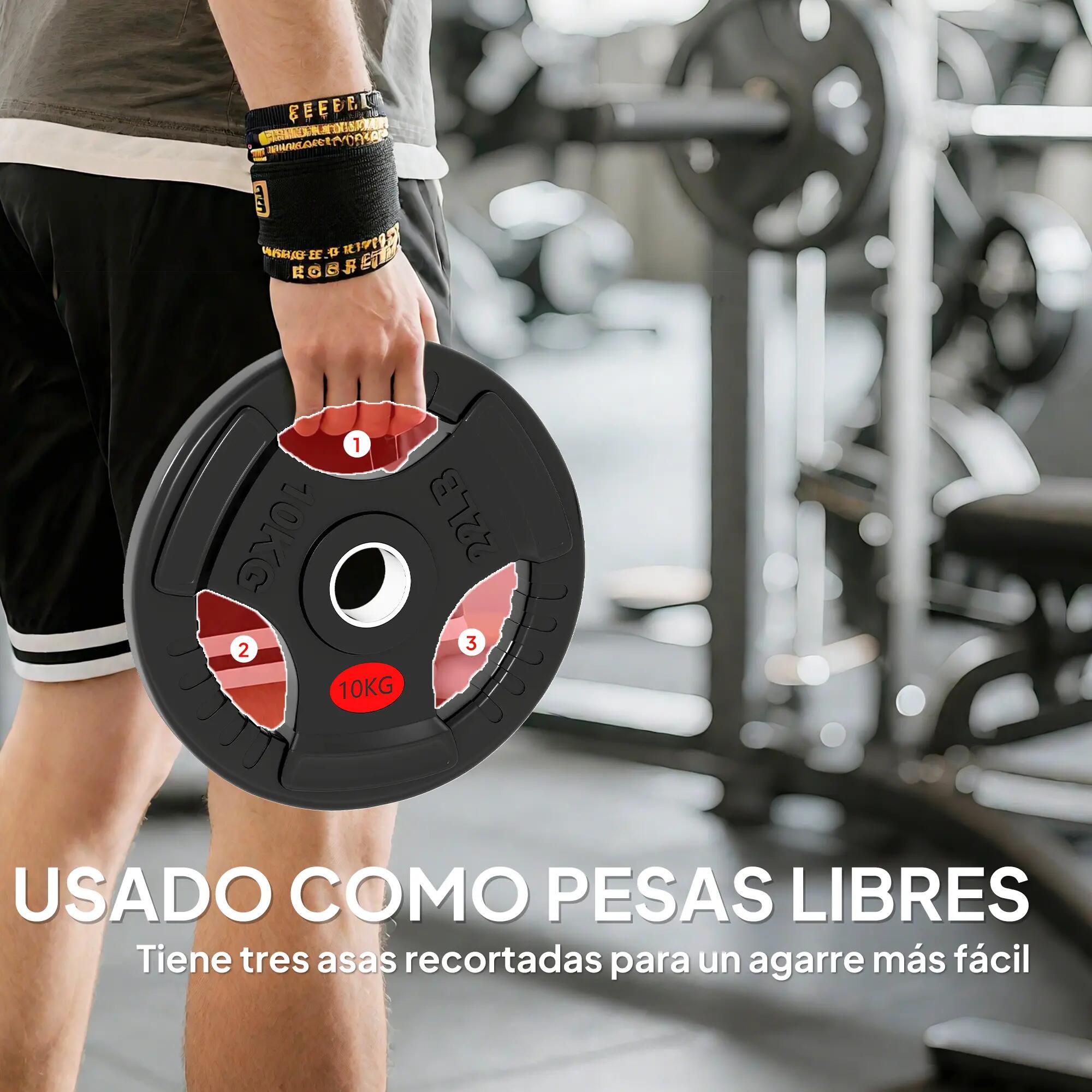 Disques de musculation olympiques, trou de 50 mm, 2 x 10 kg, avec anneau intérie 6/9