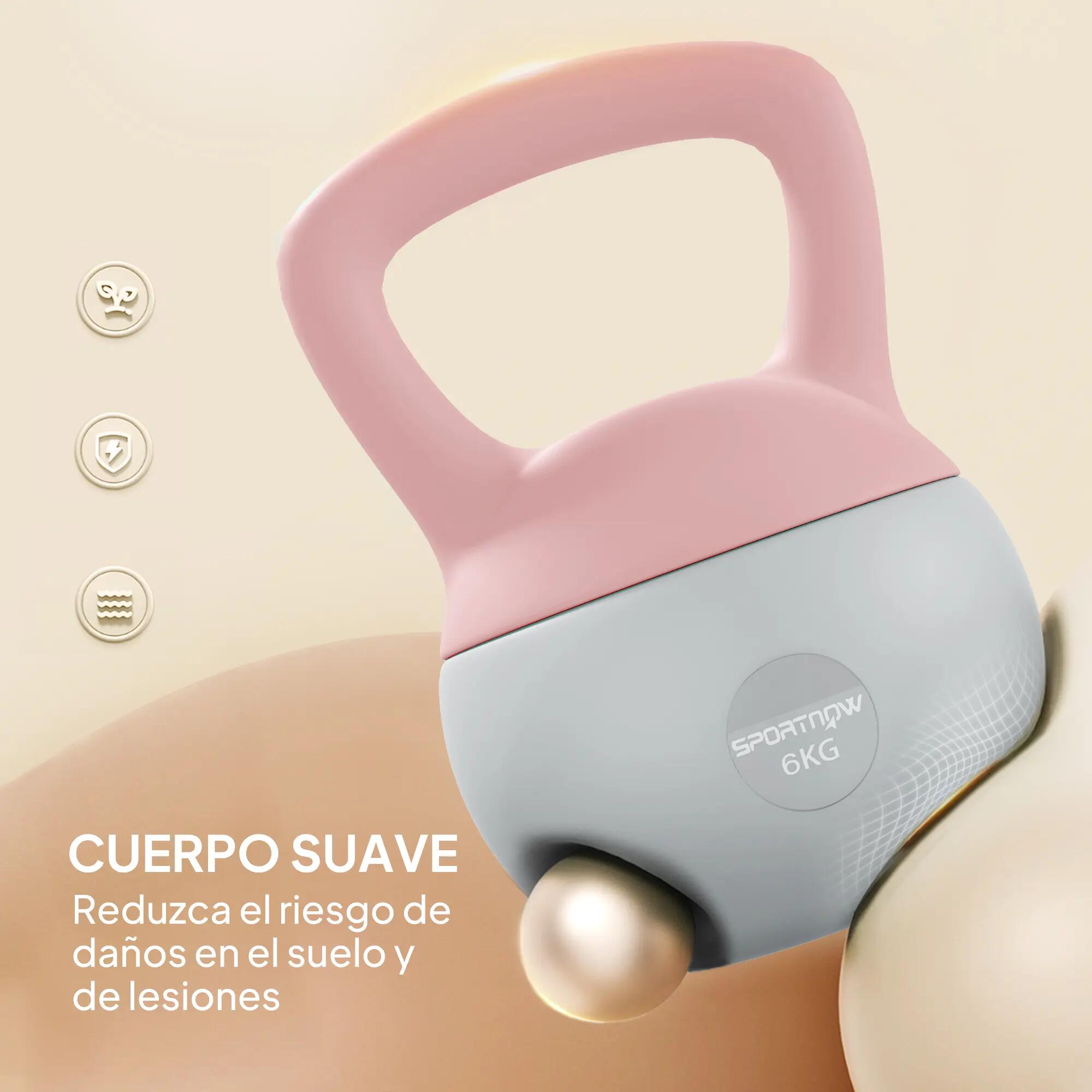 Kettlebell - Fitness - 6 kg, poignée antidérapante - Rose 6/6