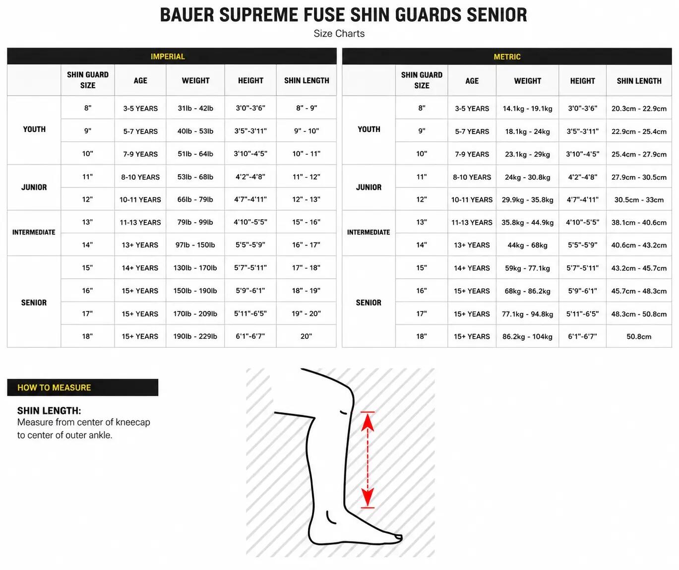 BAUER Supreme Fuse Intermediate czarne ochraniacze goleni hokejowe dla dzieci 9/9