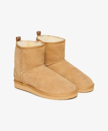 superdry Zamszowe botki z futerkiem sherpa – TAN