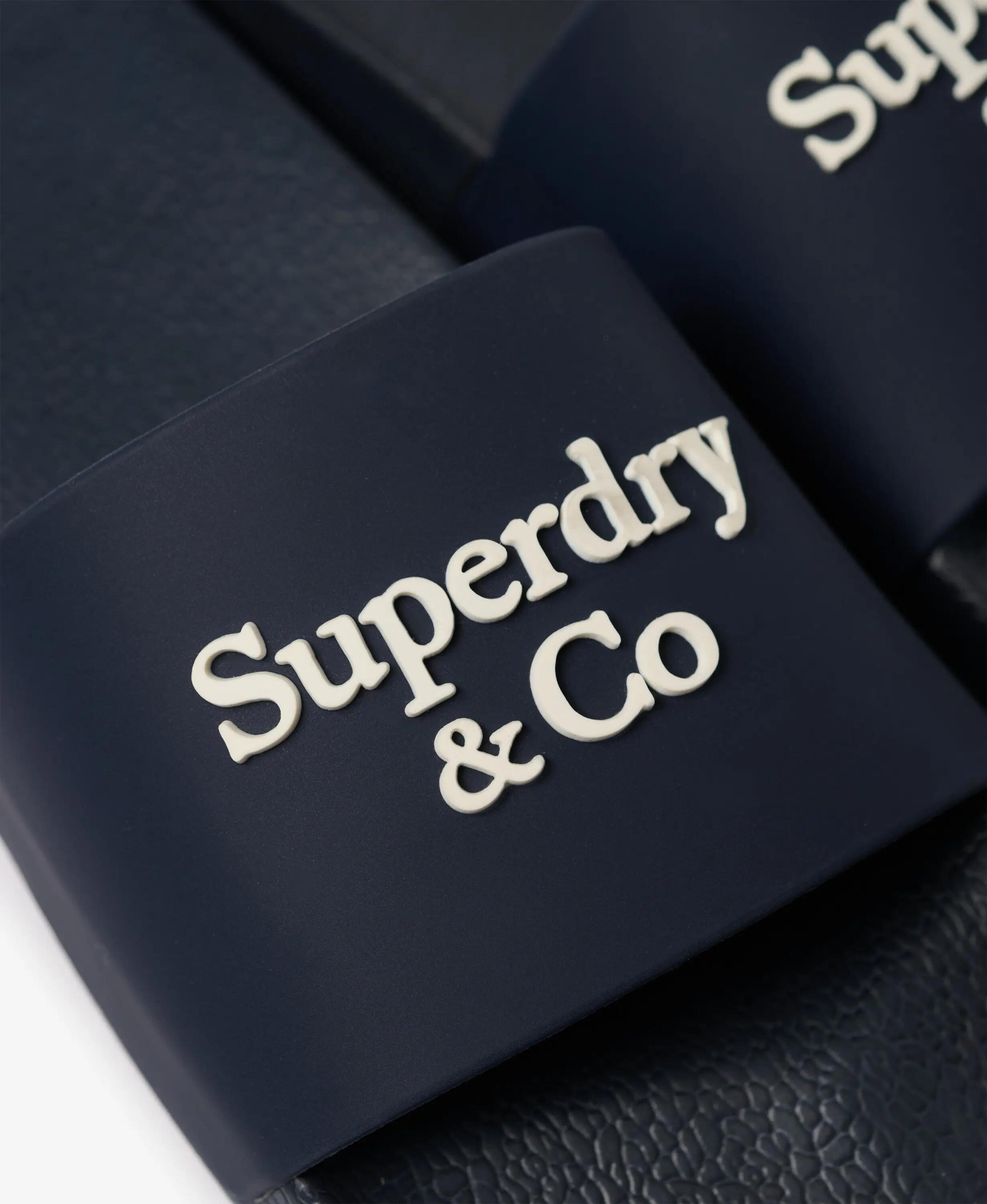 superdry Company Logo High Build Slide mit Polsterung – Eclipse Marineblau/Off 7/7