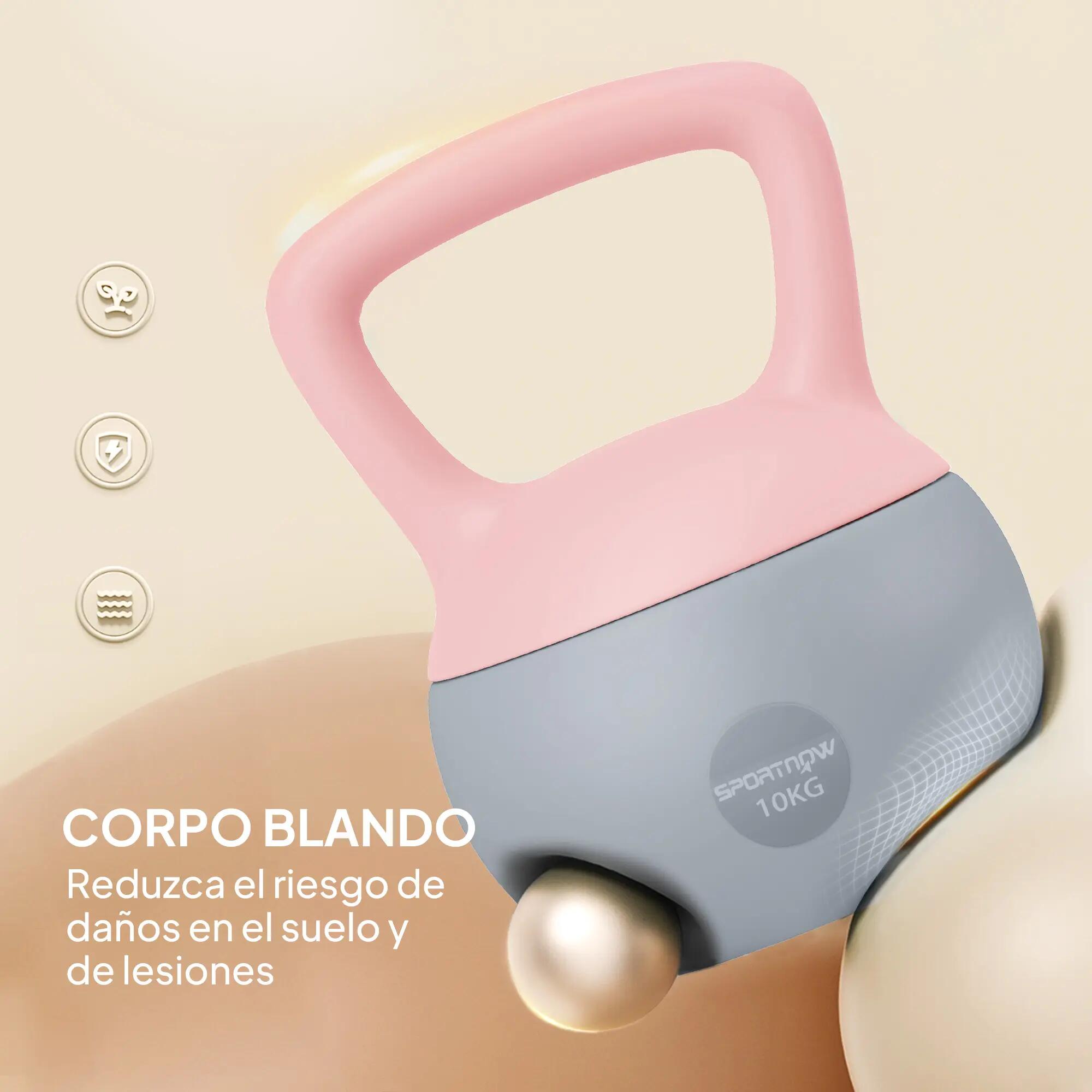 Kettlebell - Fitness - Unisexe - 10 kg - Rose/Gris 6/6