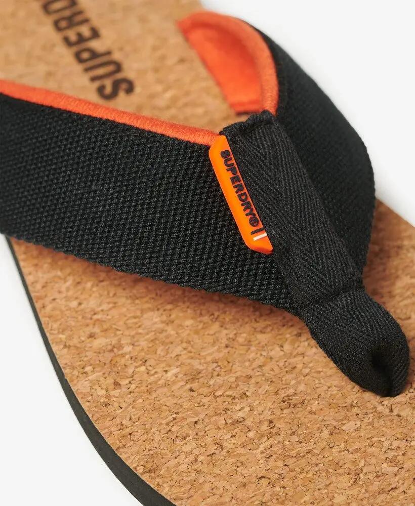 superdry Cork Graphic Teenslippers met katoenen band en rubberen zool – Black 6/7