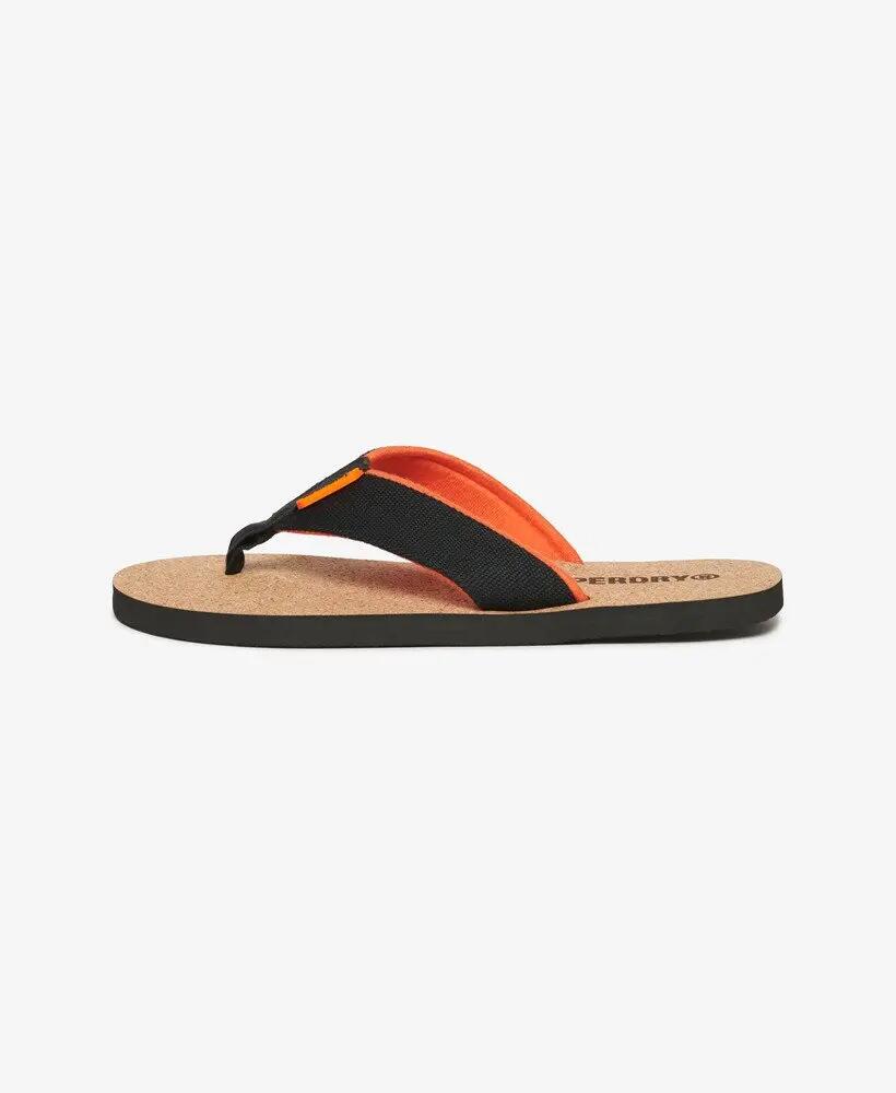 superdry Cork Graphic Teenslippers met katoenen band en rubberen zool – Black 4/7