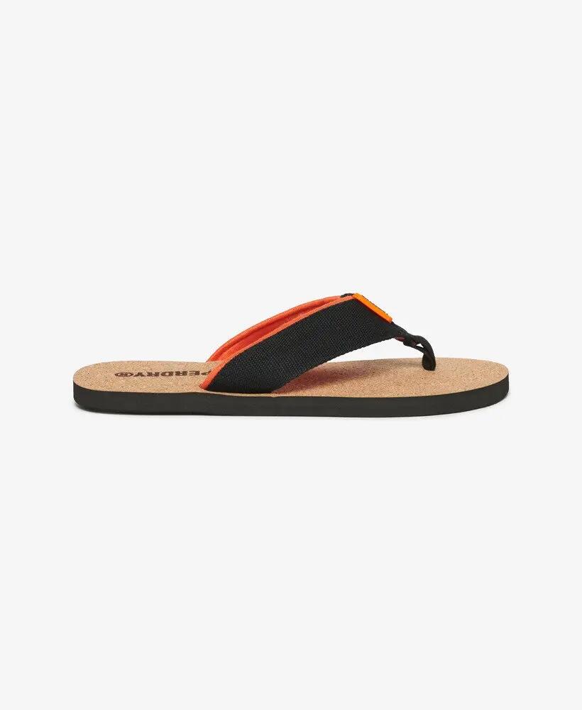 superdry Cork Graphic Teenslippers met katoenen band en rubberen zool – Black 3/7
