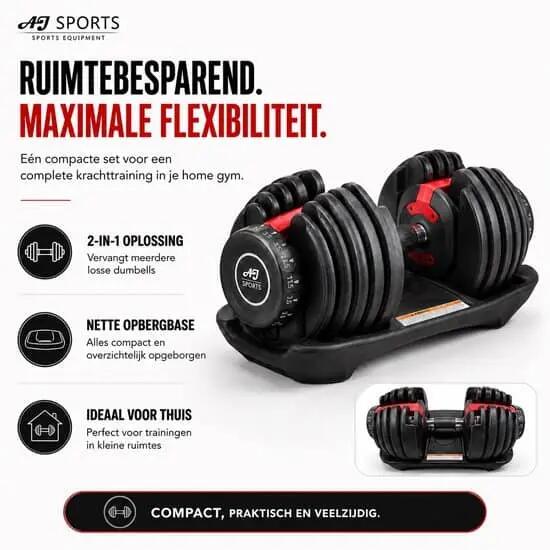 Verstelbare Dumbbell - 2 tot 24kg - Selector dumbbell - 1 stuk 4/7